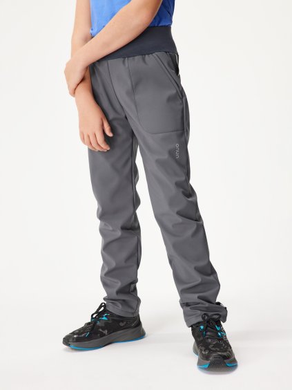 Dětské softshellové kalhoty s fleecem Simple, Tm. Šedá