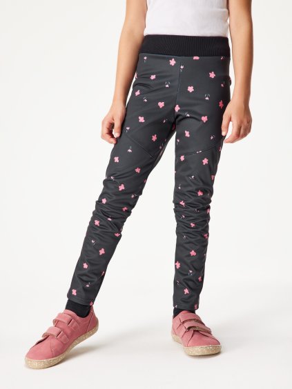 Dětské softshellové kalhoty s fleecem pružné Sporty, Květiny