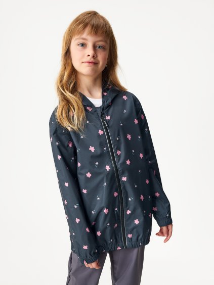 Dětská bunda do deště, Černá, Květiny