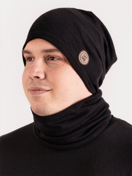 Dámský / Pánský merino nákrčník Basic, Černá