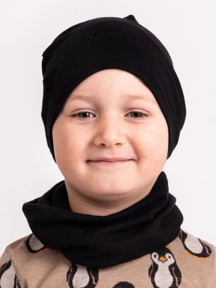 Dětská merino čepice Basic, Černá