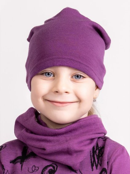 Dětská merino čepice Basic, Ostružinová