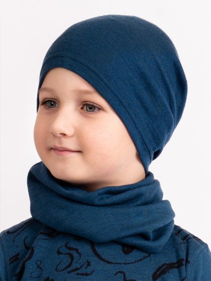 Dětská merino čepice Basic, Petrolejová