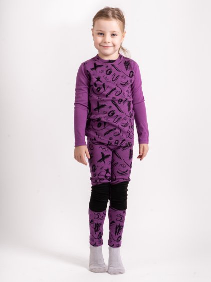 Dětské merino legíny Nature, Ostružinová, Kresba