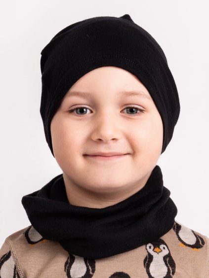 Dětský merino nákrčník Basic, Černá