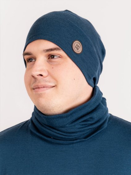 Pánská merino čepice Basic, Petrolejová