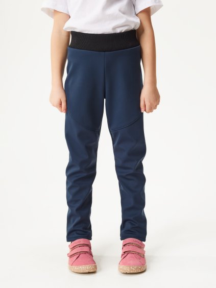 Dětské softshellové kalhoty s fleecem pružné Sporty, Tm. Modročerná