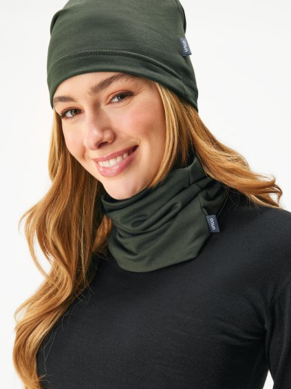 Dámský nákrčník z teplákoviny Basic, Tm. Khaki