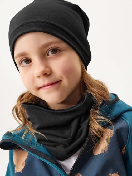 Dětská čepice z teplákoviny Basic, Černá