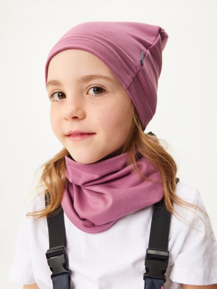 Dětský nákrčník z teplákoviny Basic, Růžová