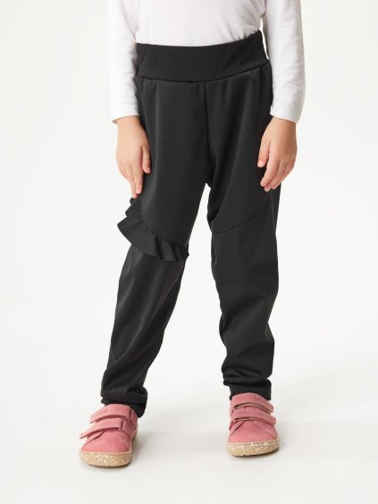 Dětské softshellové kalhoty bez zateplení pružné Fantasy, Černá