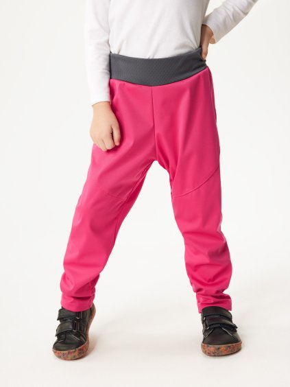 Dětské softshellové kalhoty bez zateplení pružné Sporty, Fuchsiová
