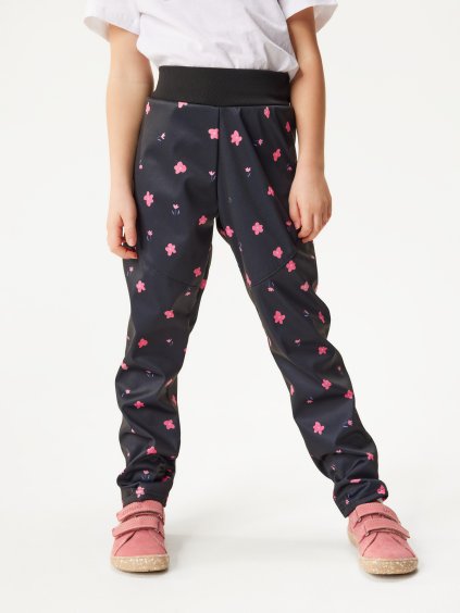 Dětské softshellové kalhoty bez zateplení pružné Sporty, Květiny