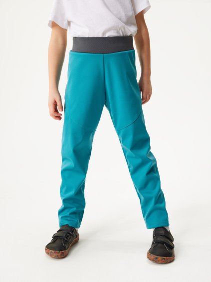 Dětské softshellové kalhoty bez zateplení pružné Sporty, Smaragdová
