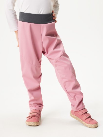 Dětské softshellové kalhoty bez zateplení pružné Sporty, Starorůžová