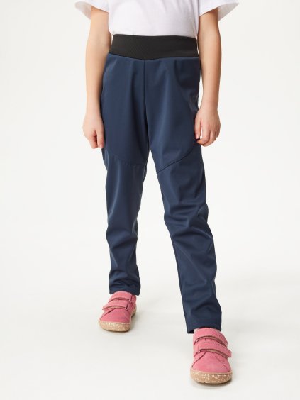 Dětské softshellové kalhoty bez zateplení pružné Sporty, Tm. Modročerná