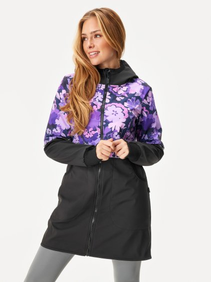 Dámský softshellový kabát s fleecem Street, Černá, Kytky