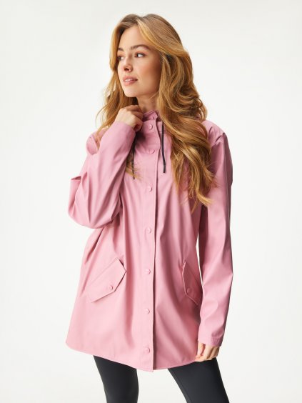 Dámský nepromokavý kabát bez zateplení, Starorůžová