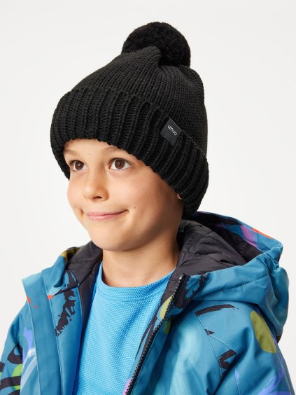 Dětská čepice pletená Bobble, Černá