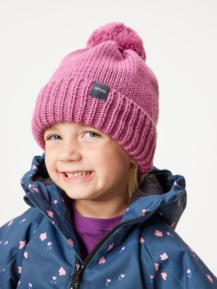 Dětská čepice pletená Bobble, Růžová