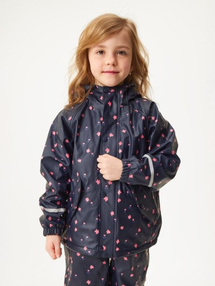 Dětská nepromokavá bunda s fleecem, Květiny