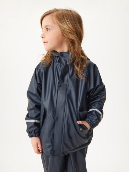 Dětská nepromokavá bunda s fleecem, Tm. Modročerná