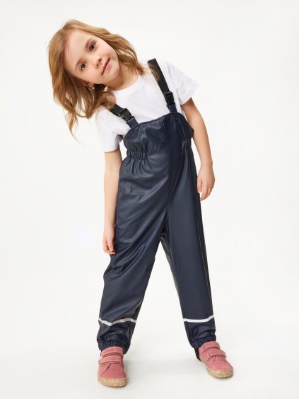 Dětské nepromokavé kalhoty s fleecem, Tm. Modročerná