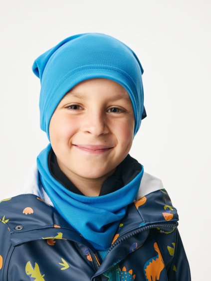 Dětská čepice z teplákoviny Basic, Modrá