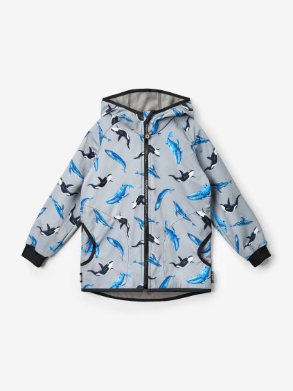 Dětská softshellová bunda s fleecem Basic, Šedá, Velryby