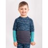 Dětské merino triko s dlouhým rukávem Nature, Kobaltová, Hory kluk