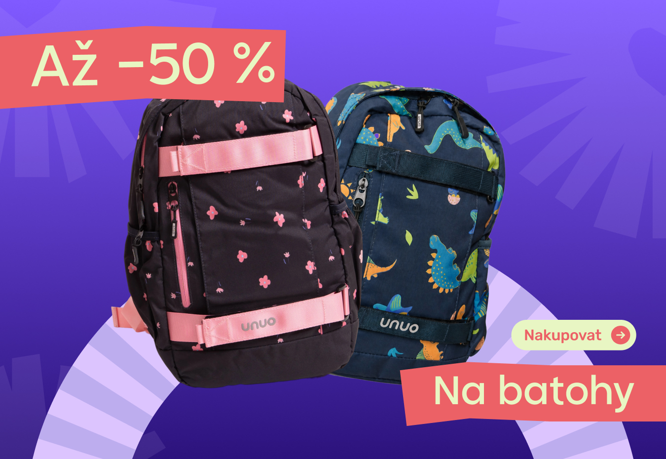 Detské batohy Unuo v akcii pre rok 2026. Školské, predškolské a voľnočasové batohy so zľavou až 50 % v e-shope pre zákazníkov z celého Slovenska. Špeciálna májová ponuka v SR platná od 14. 5. do 18. 5. 2026.