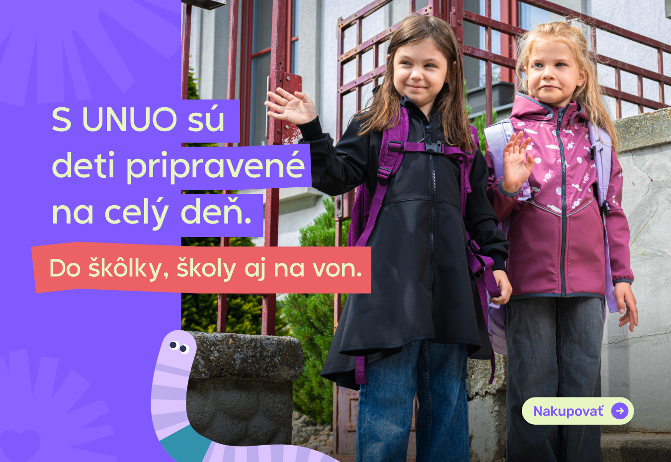 Detské batohy českej značky Unuo v akcii Back to School pre rok 2026 na Slovensku. Využite zľavu -20 % s kódom BATOHY20 v termíne 11. 8. – 25. 8. 2026.