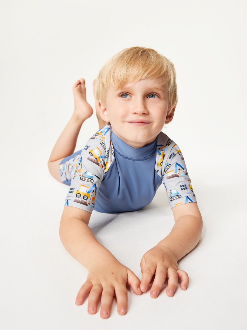 Dětské triko s UV ochranou 50+, Modrá, Bagry