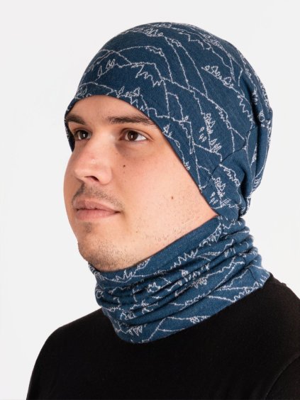 Unuo, Pánská merino čepice Homeless, Kobaltová, Hory kluk (Velikost Pánská (57-59 cm))