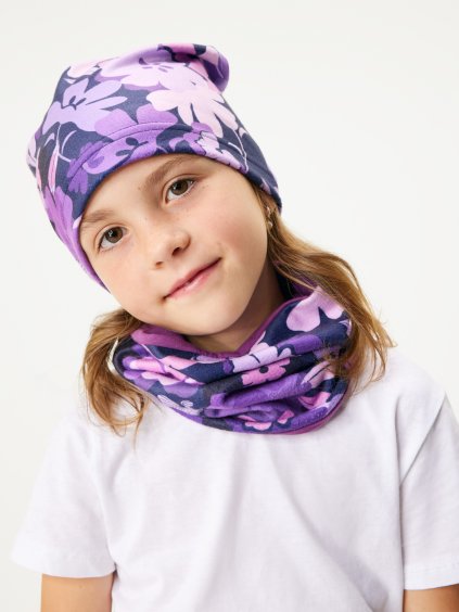 Dětská čepice fleecová Basic, Kytky