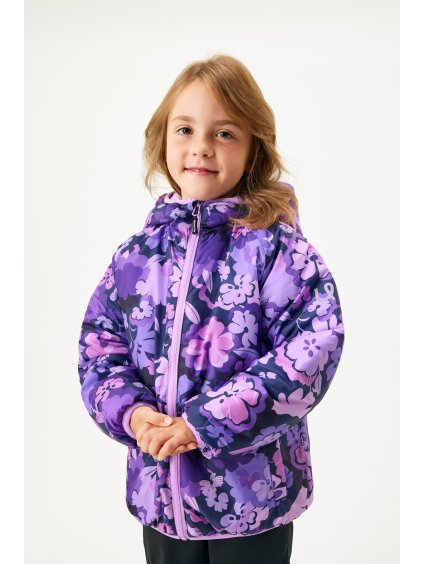 Dětská zimní oboustranná bunda, Lila, Kytky6256 1