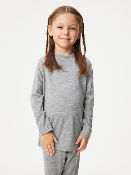 Dětské merino triko s dlouhým rukávem, Šedá
