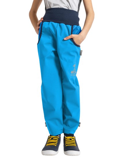 Unuo, Dětské softshellové kalhoty s fleecem Basic, Tyrkysová (Velikost 98/104)