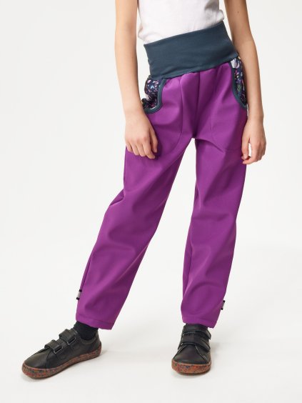 Dětské softshellové kalhoty s fleecem Basic, Ostružinová, Jednorožci