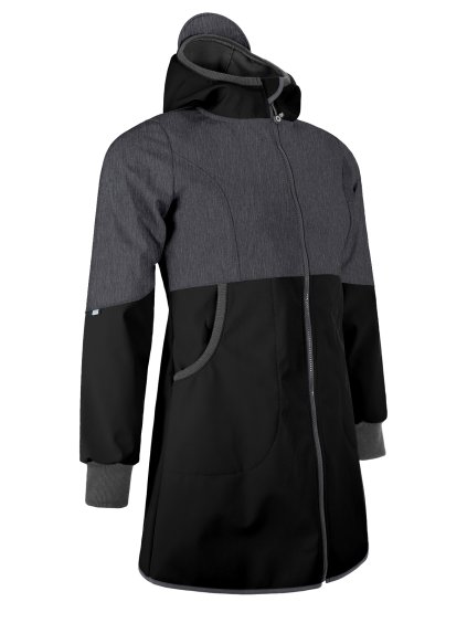 Unuo, Dámský softshellový kabát s fleecem Street, Černá, Žíhaná Antracitová (Velikost XS)