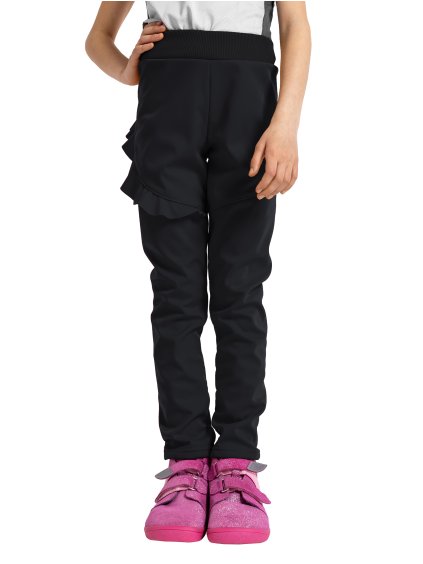 Unuo, Dětské softshellové kalhoty s fleecem pružné Fantasy, Černá (Velikost 98/104)
