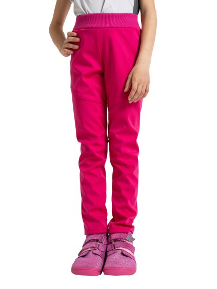 Unuo, Dětské softshellové kalhoty s fleecem pružné Sporty, Fuchsiová (Velikost 98/104)