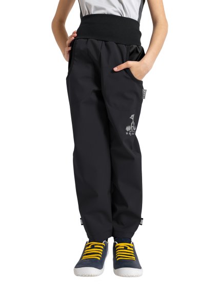 Unuo, Dětské softshellové kalhoty s fleecem Basic, Černá (Velikost 98/104)