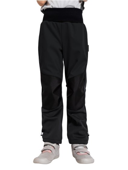 Unuo, Dětské softshellové kalhoty s fleecem pružné Flexi, Černá, Černá (Velikost 98/104)