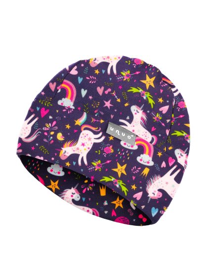 Unuo, Dětská čepice fleecová Sport, Jednorožci (Velikost L (53-56 cm))