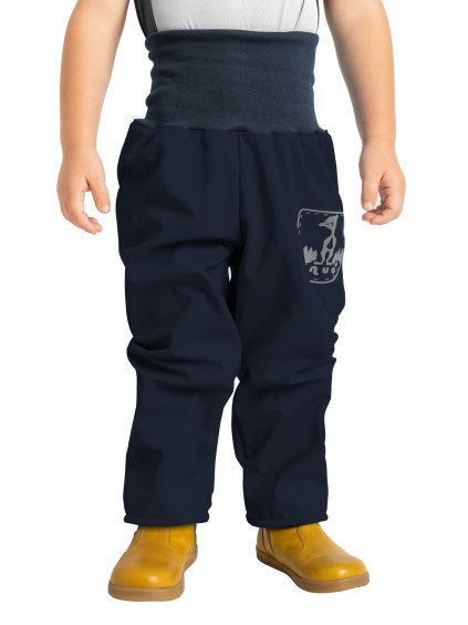 Unuo, Batolecí softshellové kalhoty s fleecem Basic, Tm. Modročerná (Velikost 80/86)