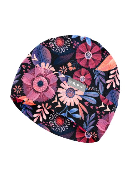 Unuo, Dětská čepice fleecová Sport, Kouzelné květiny (Velikost L (53-56 cm))