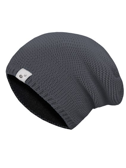 Unuo, Dětská čepice pletená Warm, Šedá (Velikost L (53-56 cm))
