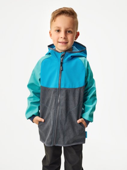 Dětská softshellová bunda s fleecem Basic, Multicolor Tyrkysová