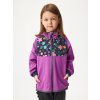 Dětská softshellová bunda bez zateplení Basic, Ostružinová, Kytičky